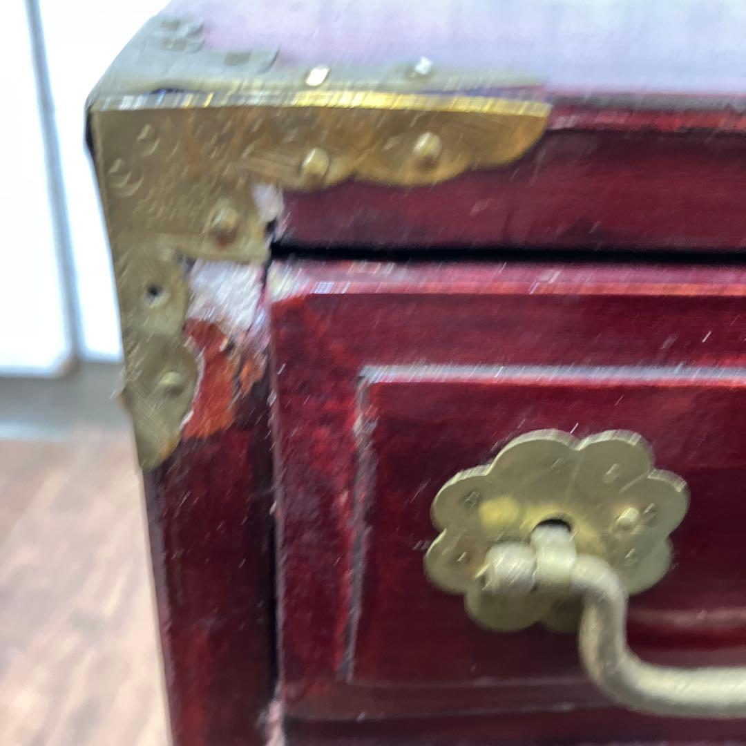 A-3 中国美術 薬箪笥風 小型箪笥 チェスト 抽斗8杯 飾台 道具箱 骨董品