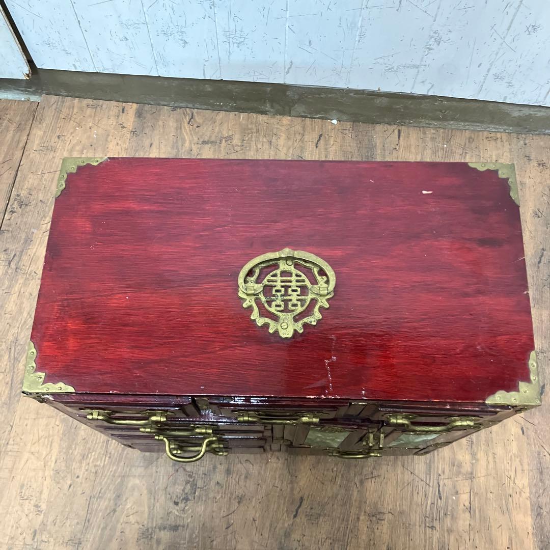 A-3 中国美術 薬箪笥風 小型箪笥 チェスト 抽斗8杯 飾台 道具箱 骨董品