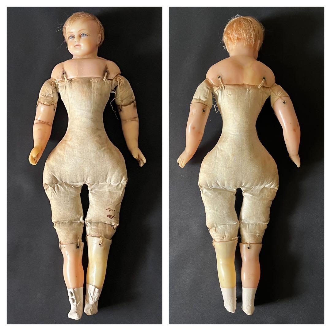 アンティーク英国製 希少ワックスドール 当時物ビスクドールレトロ人形ブロカント