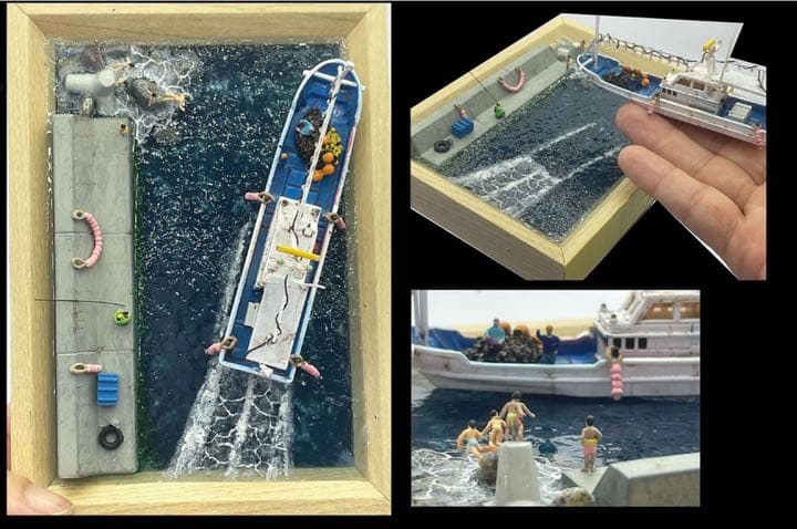 ある港の風景　レジン 漁港ジオラマ