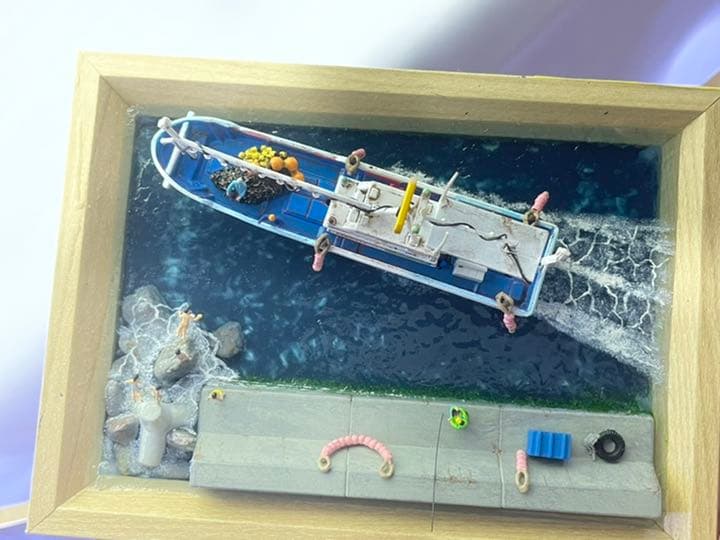 ある港の風景　レジン 漁港ジオラマ