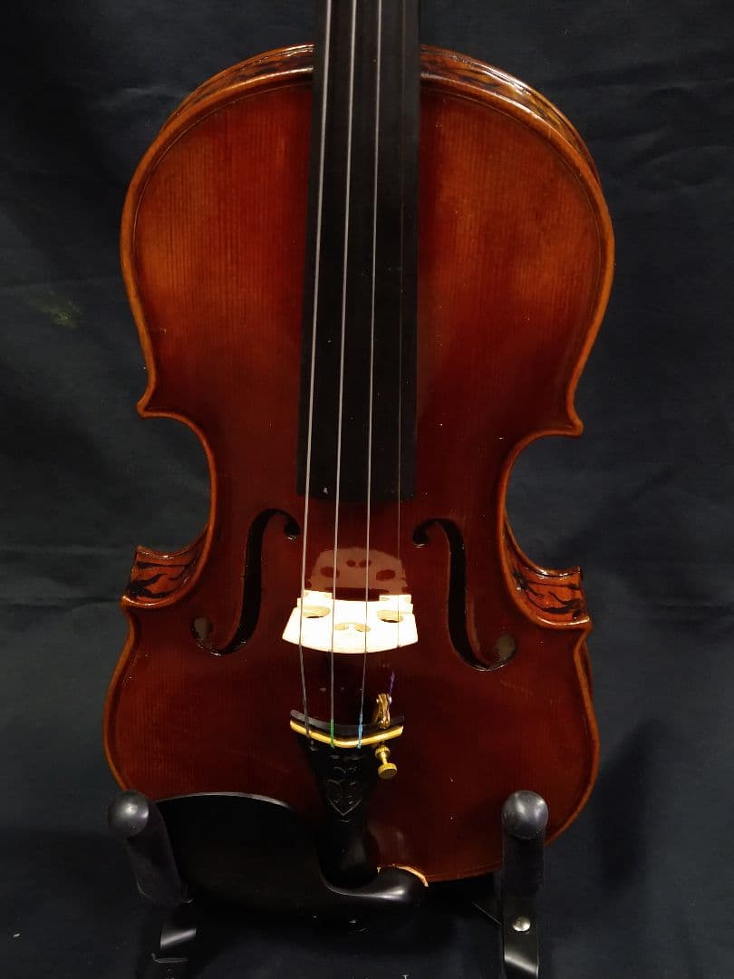 珍しい 、美しいデザインの 手作り バイオリン　カーボンファイバーケース＆弓付き