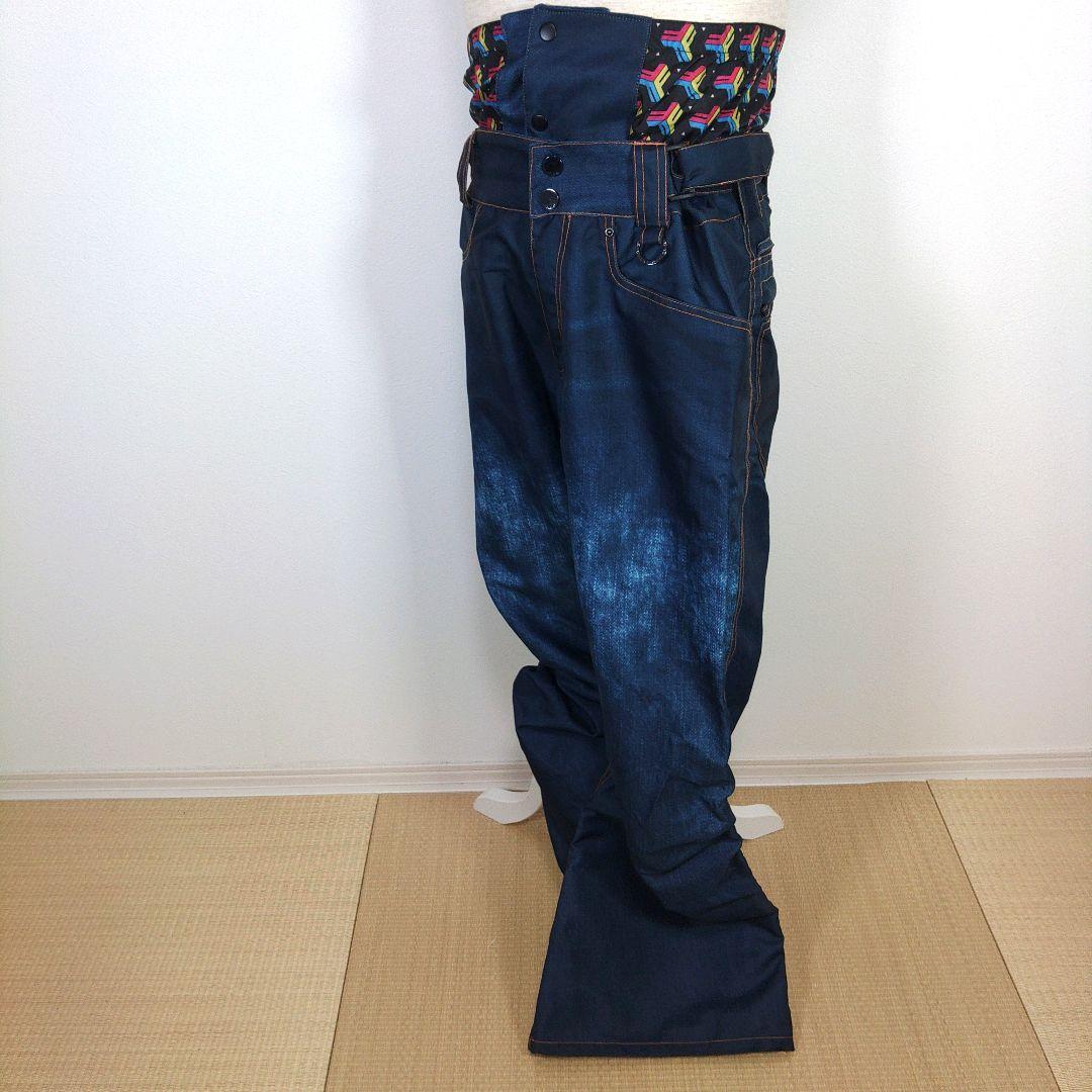 メンズ　M　スキー　スノーボードウェア　上下セット　グリーン　緑　水色　デニム柄