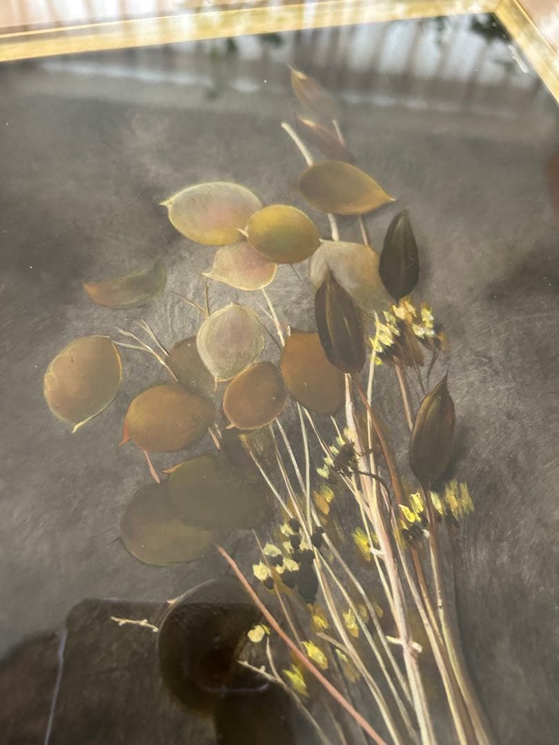 村山きおえ　4号油彩画　枯れた花　1975年制作