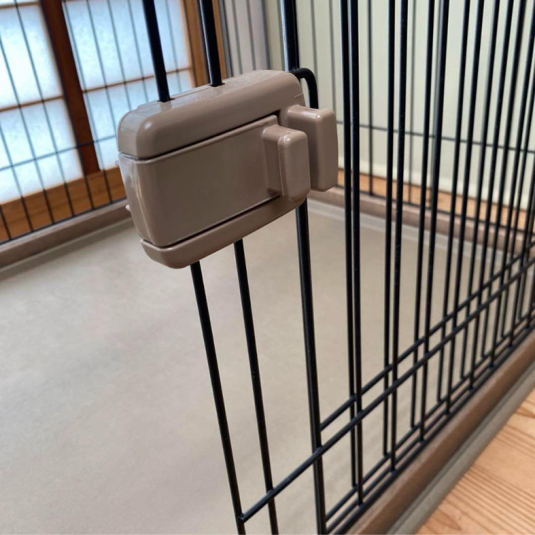 【美品】アイリスオーヤマ 犬 サークル ウッディサークル ブラウン