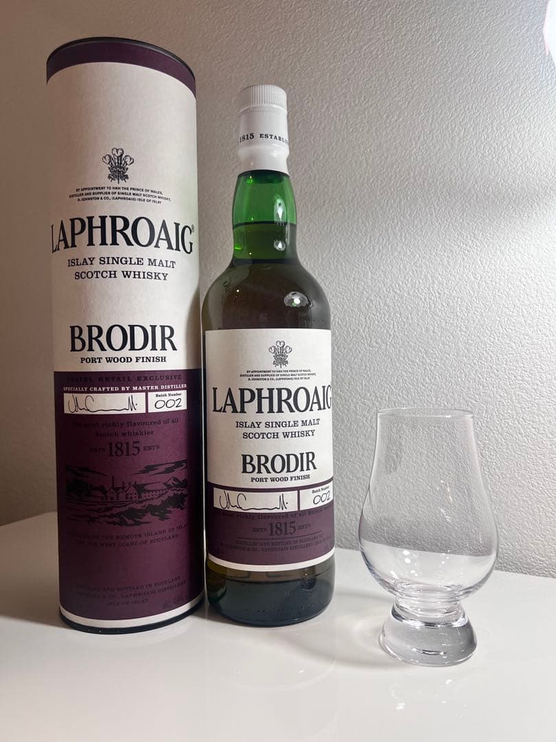 ラフロイグ ブロディール　新品未開封｜ウィスキー専用グレンケアングラス　付セット