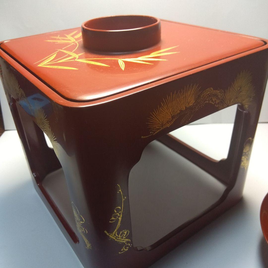 輪島塗　漆器三ッ組盃　沈金　虎の図　在銘　松竹梅　天然木　当日物　美品