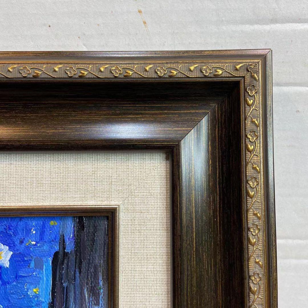 ゴッホ模写 油絵額縁付き 30×40cm名画インテリア 絵画 カフェテラスの夜