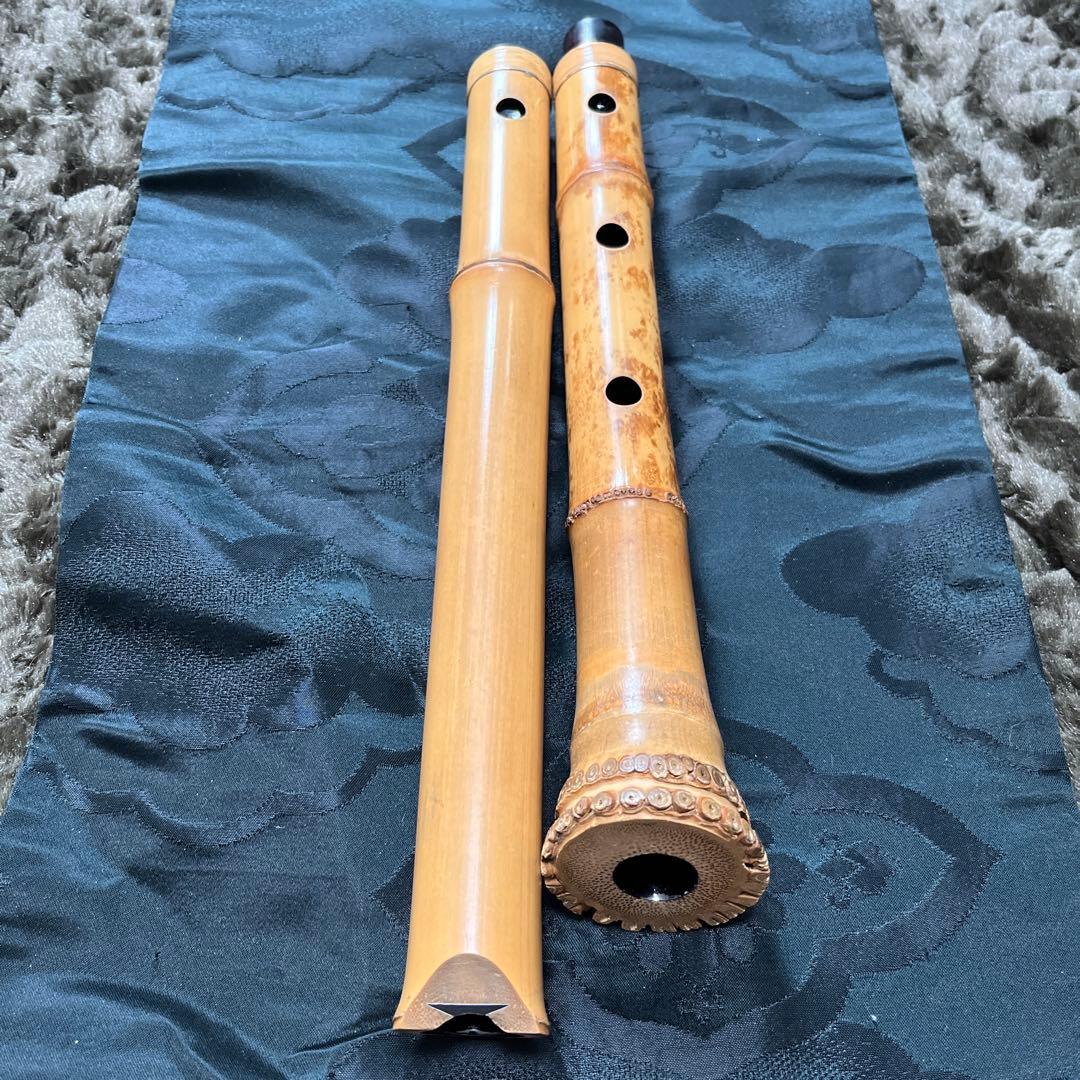 尺八 琴古流 在銘 二尺一寸管 中継ぎ籐巻き金？三線 【音出し確認済み】