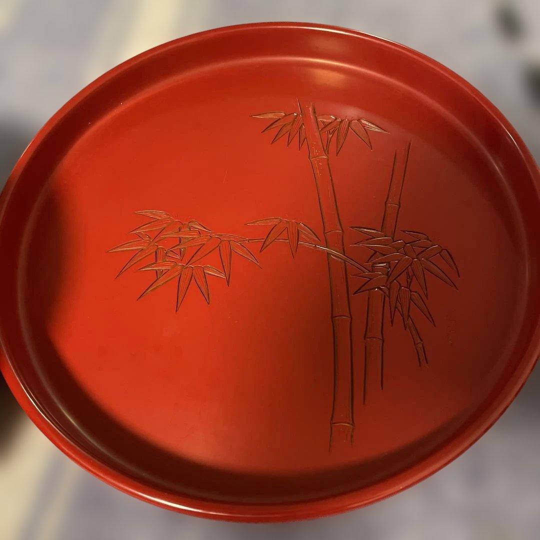 漆塗り茶櫃　村上木彫堆朱　川村庚堂作