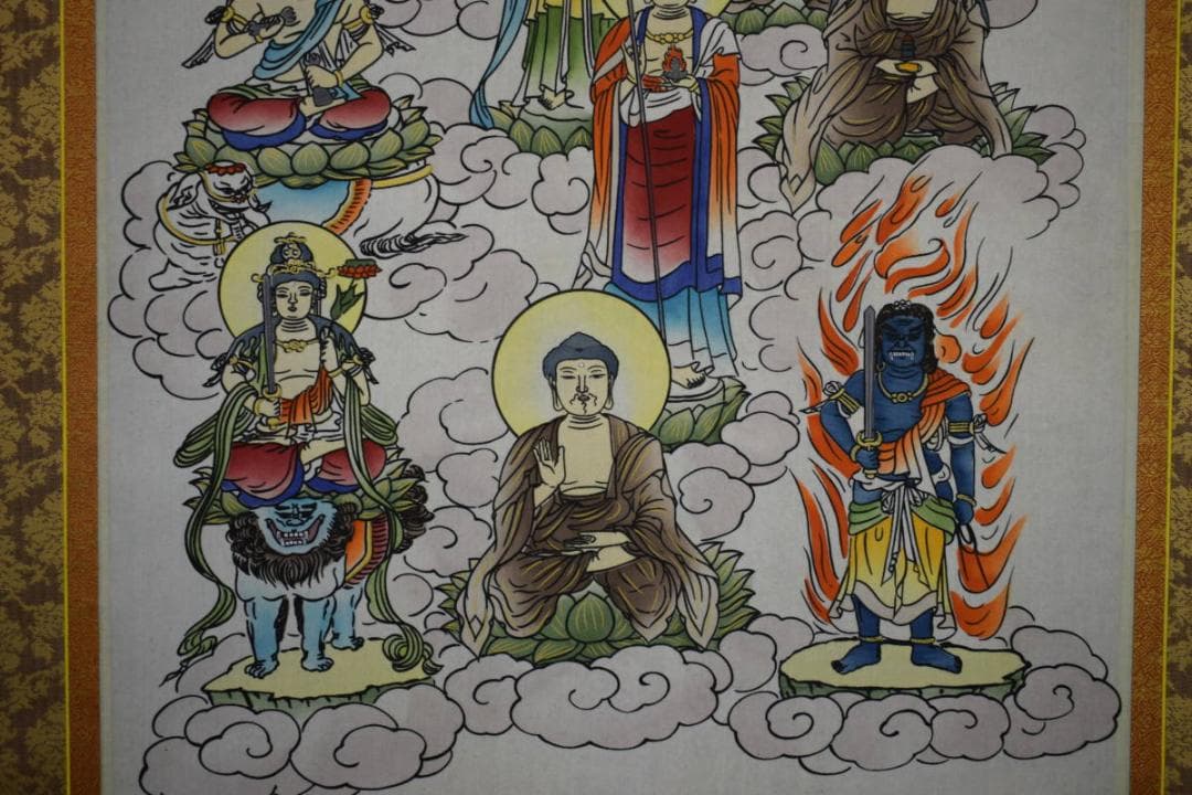 真作/大阪十三仏霊場図/桐共箱付/布袋屋掛軸HG-707