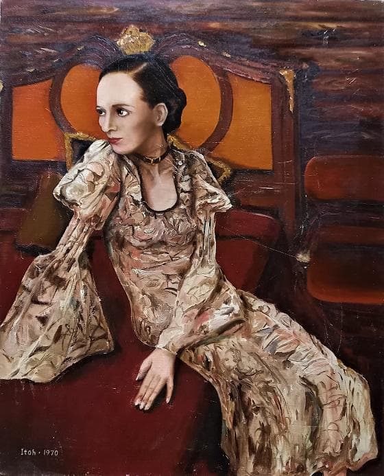 伊藤和生　1970年制作　「女性像」　油彩画　　Ｆ15号　 真作保証