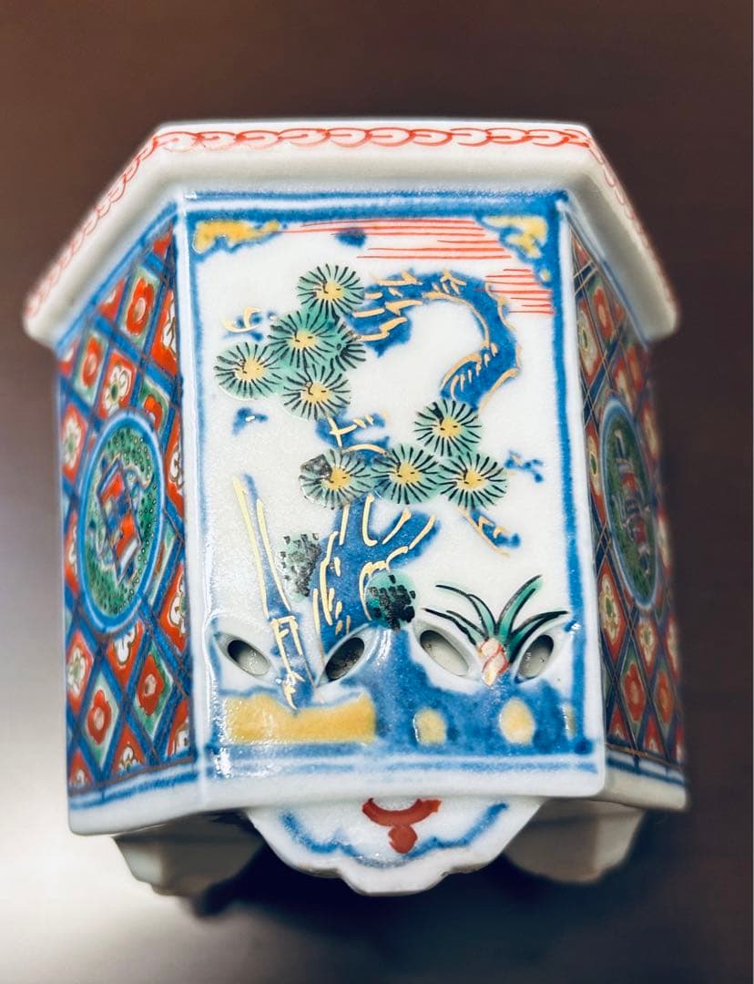 六面香炉　角福　陶器　骨董　美術品