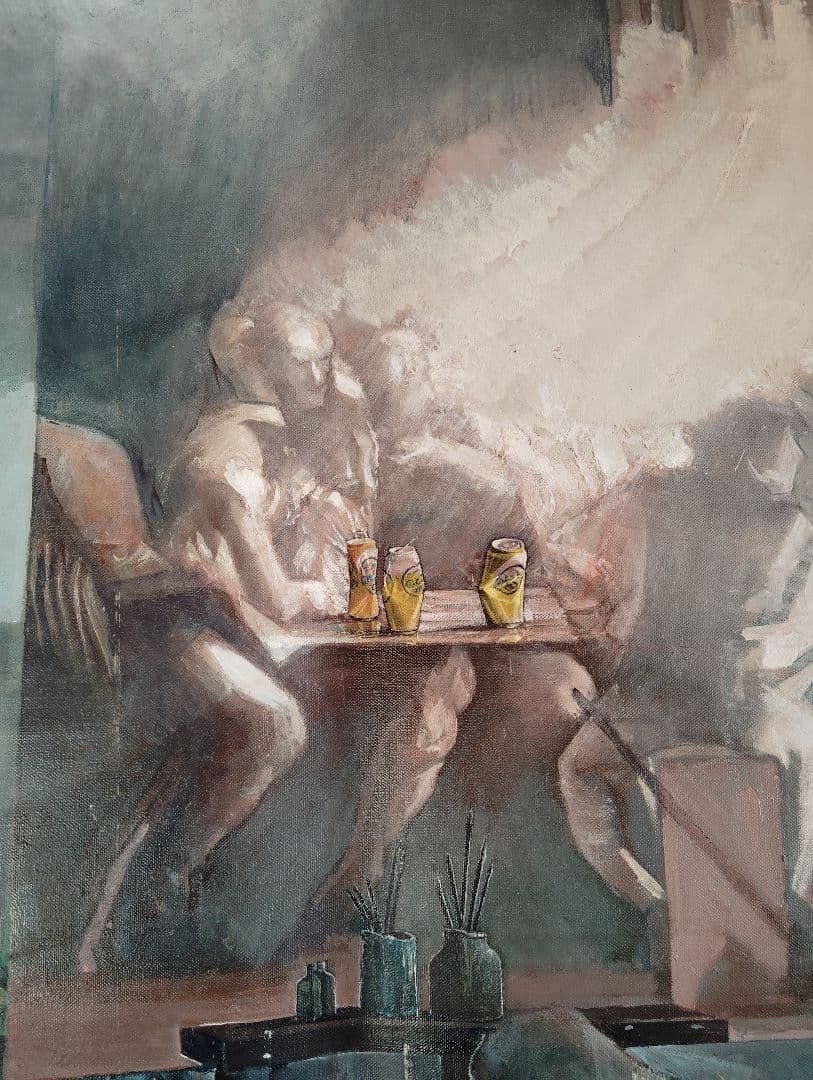 中型絵画　「酒と薔薇の日々」油彩画 現代アート 静物画