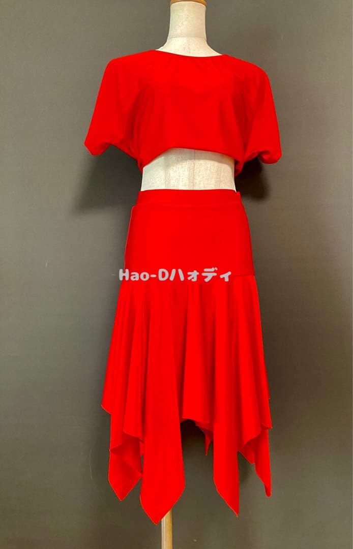 社交ダンス★新作★レッスンウェア★オリジナル★赤2点セット