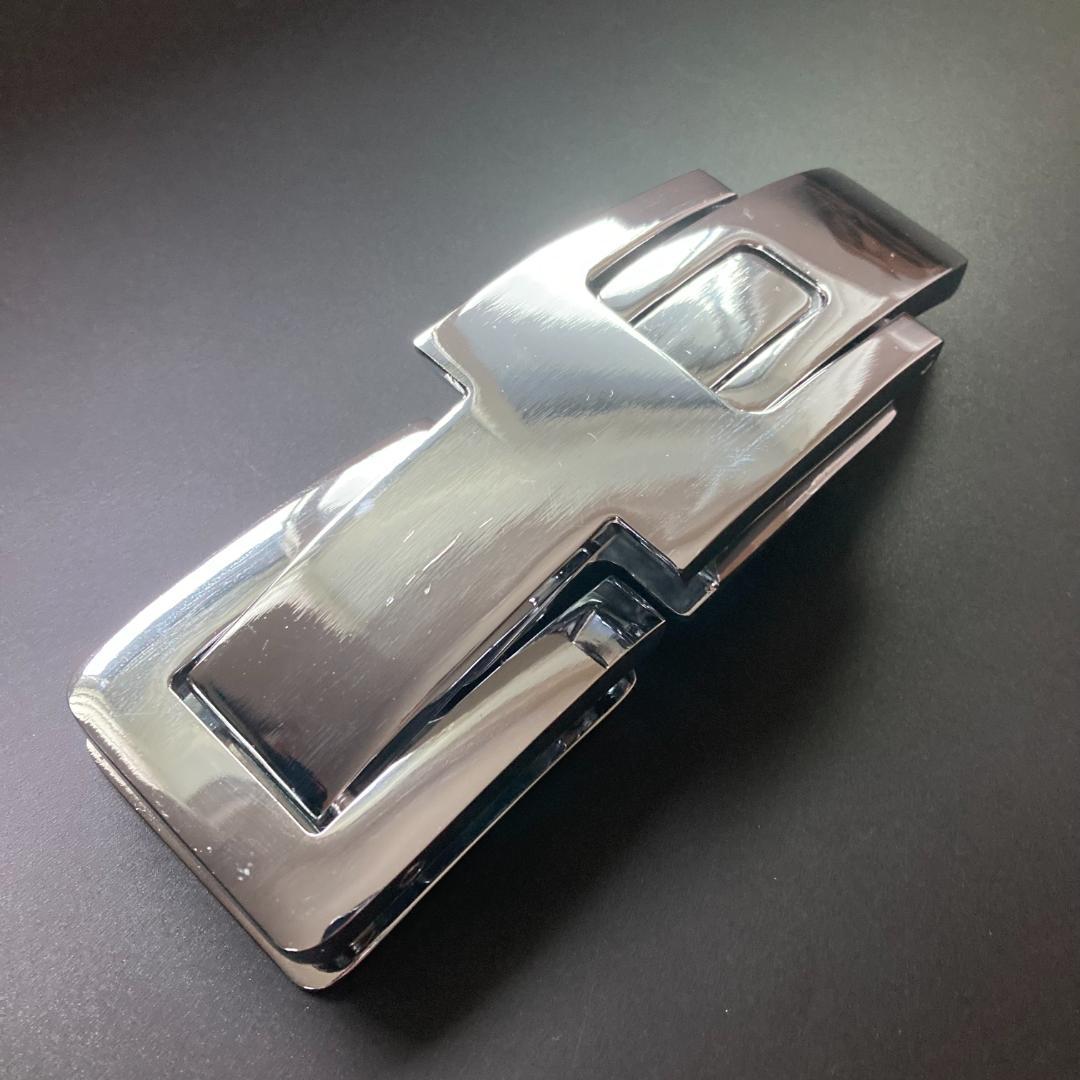 アウトレット品 パワーベルト レバーアクション 本革 白ベルト 可変式 光沢銀