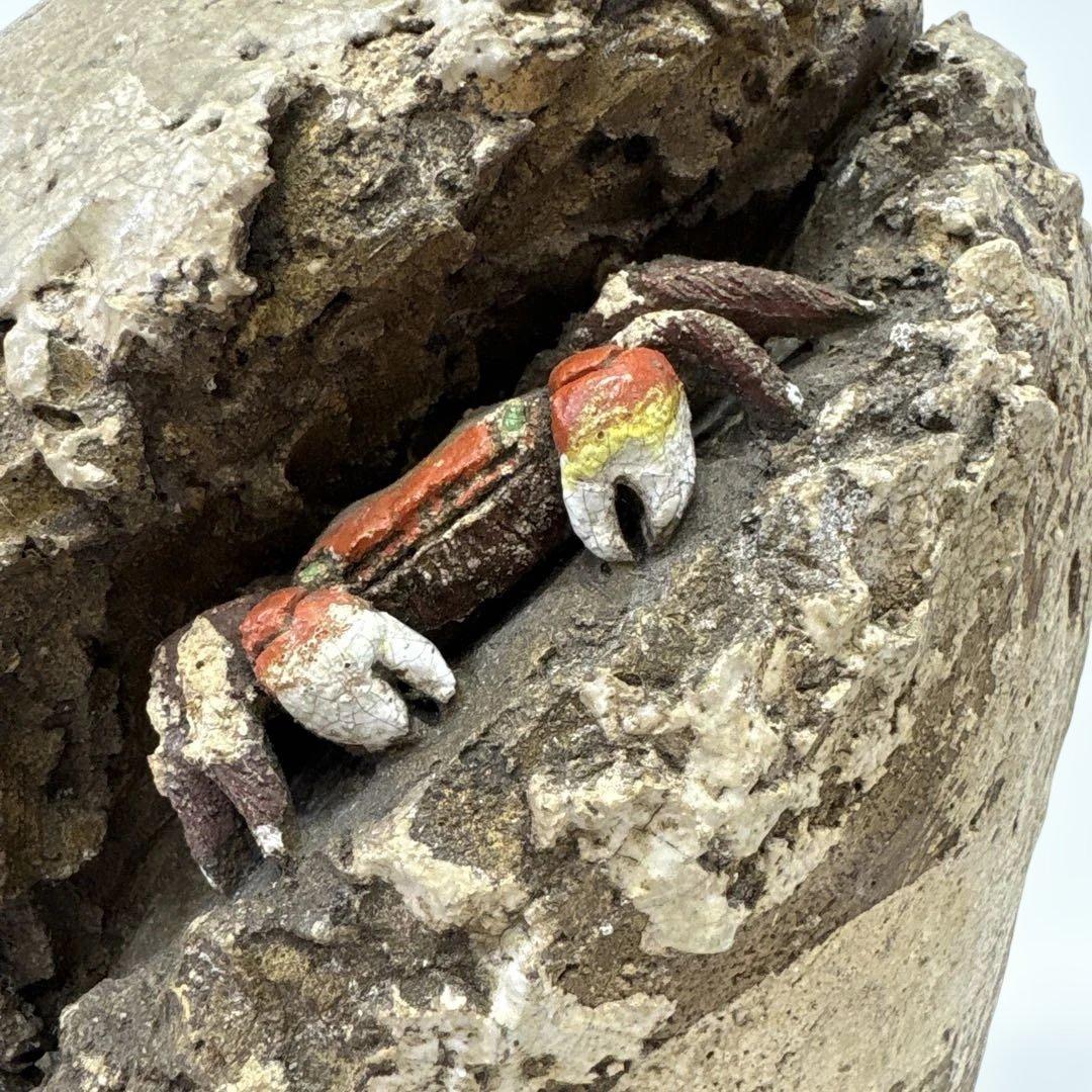 【希少】　楽山焼 玉井楽山作 天神蟹彫り　花器