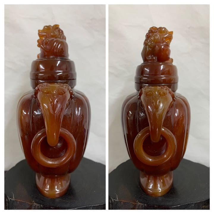 中国古美術　清時代紅瑪瑙香炉 ：共箱、木箱　購入価格：300.000円 XG01