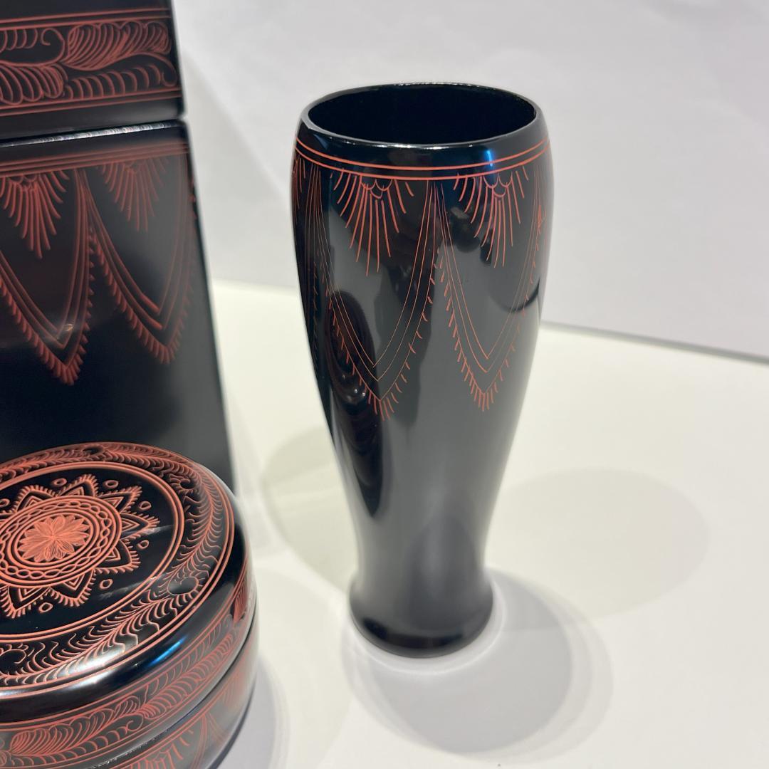 キンマ　茶箱　利休茶箱　茶道具　３点セット　キンマ彫　棗　香合　茶筌筒