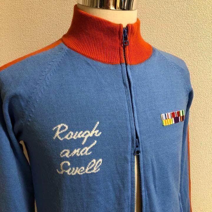 ラフアンドスウェル★ダブルジップ ウール混 ニット ジャケット★ライトブルー M