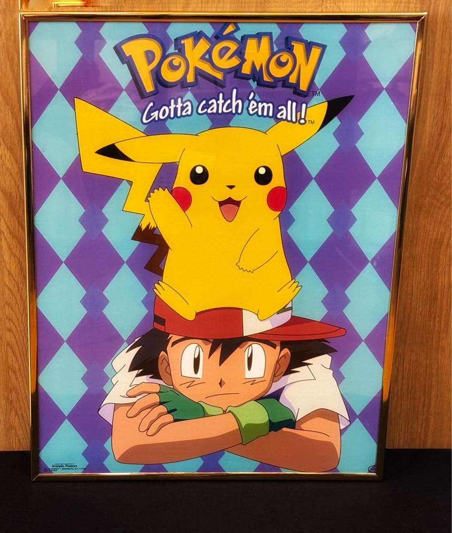 【初代　ポケモン 海外仕様ポスター】英語版×ヴィンテージ　サトシ　ピカチュウ