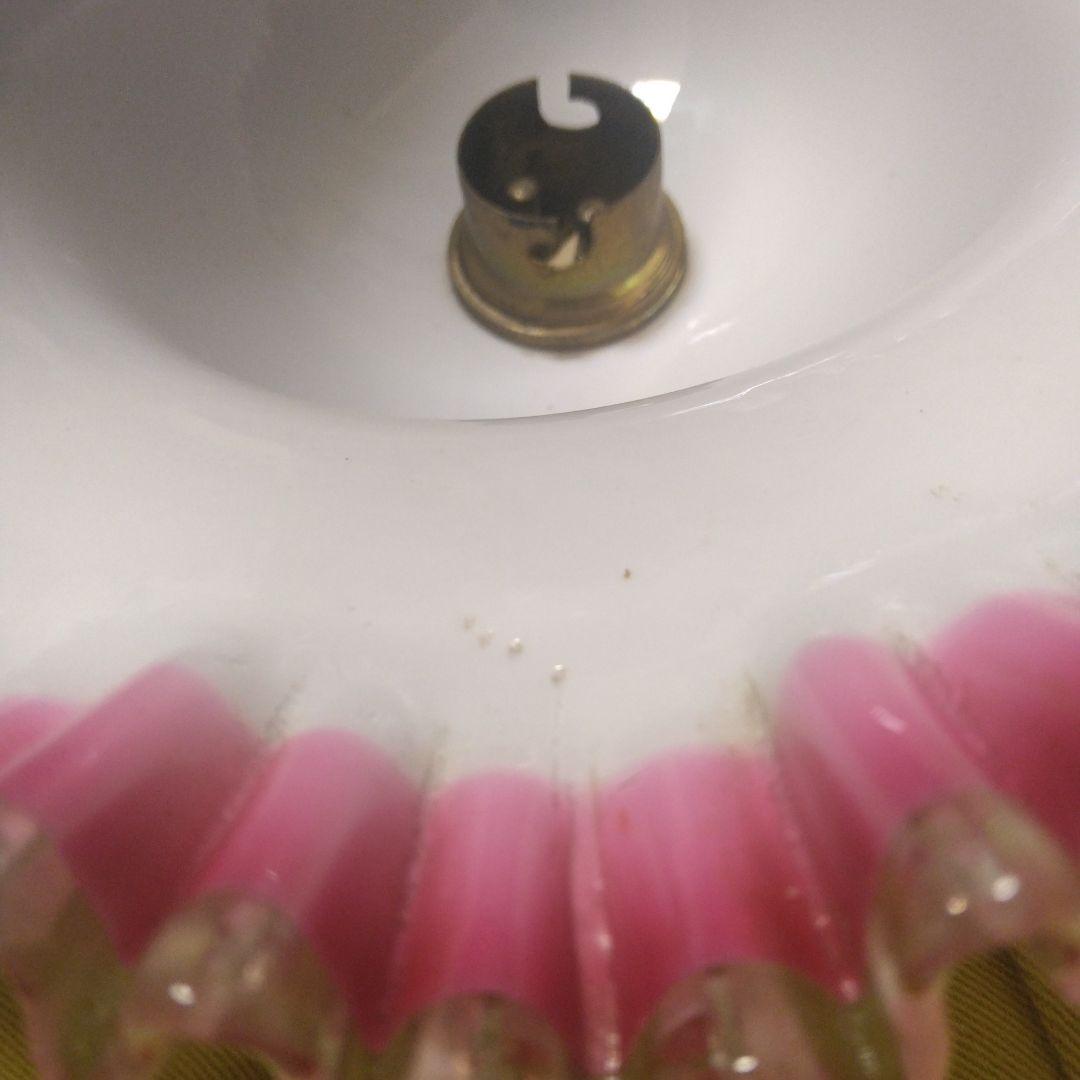 電気笠　電笠　ガラス　乳白色　フリル　レトロ　ペンダントランプ