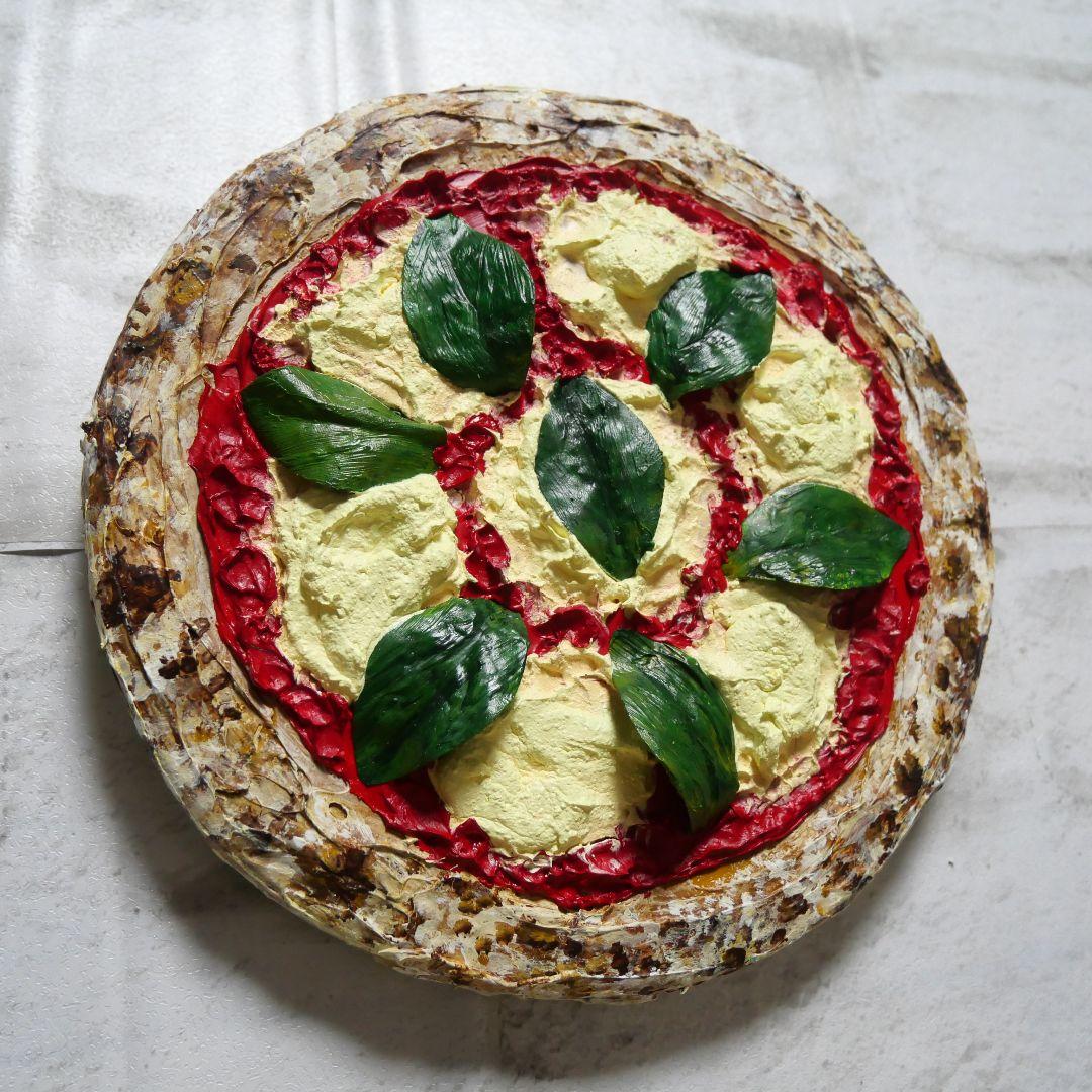 油絵 油彩 油彩画 絵 絵画 円形【ピザ】