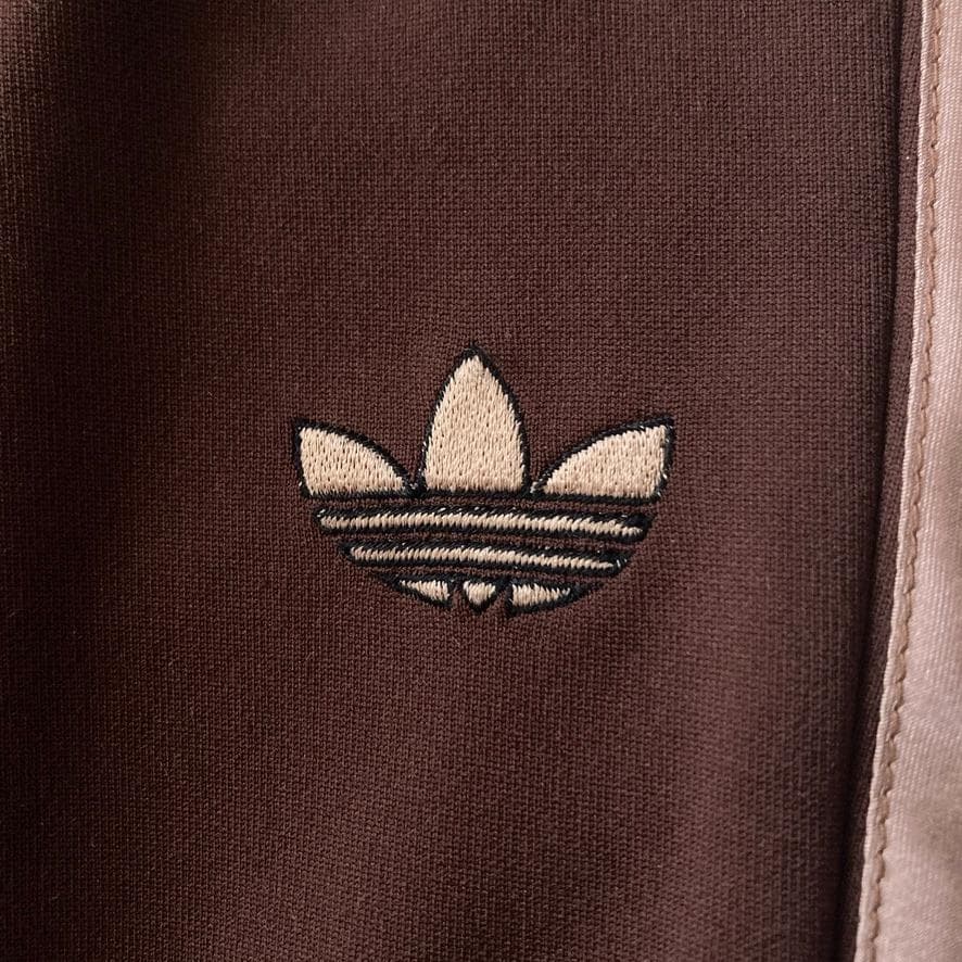 【希少90s美品】アディダス　デサント製 トラックパンツ トレフォイル ブラウン