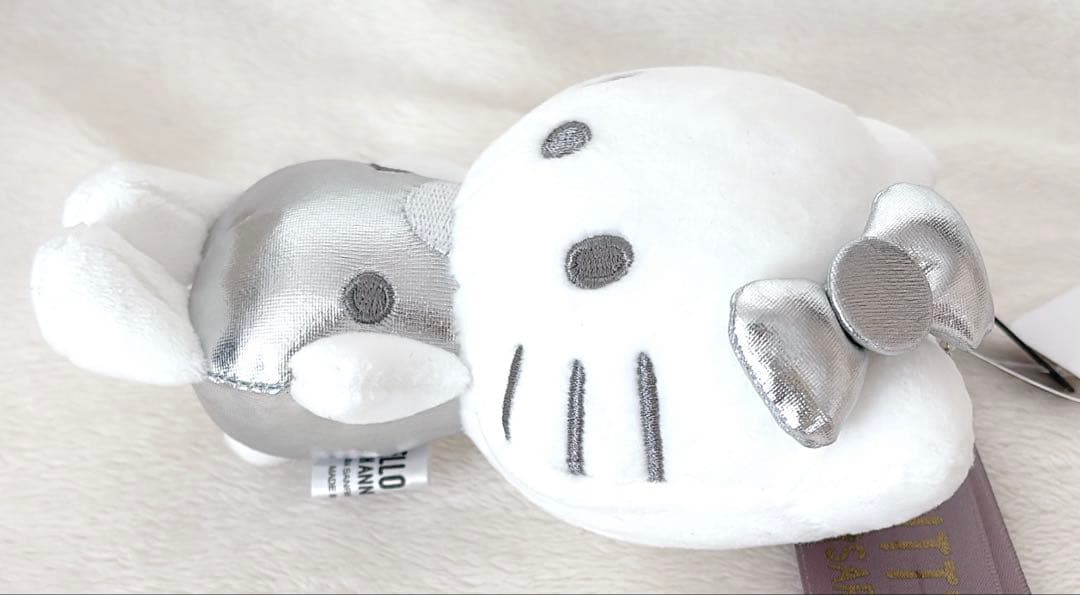 キティ50周年 マスコットチャーム アベイル シルバー ぬいぐるみ キーホルダー