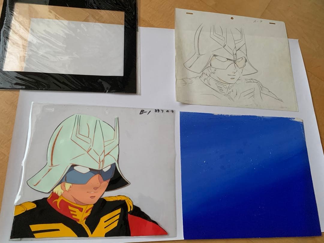 セル画　機動戦士ガンダム　シャア・アズナブル　背景　下絵　当時物　初代ガンダム