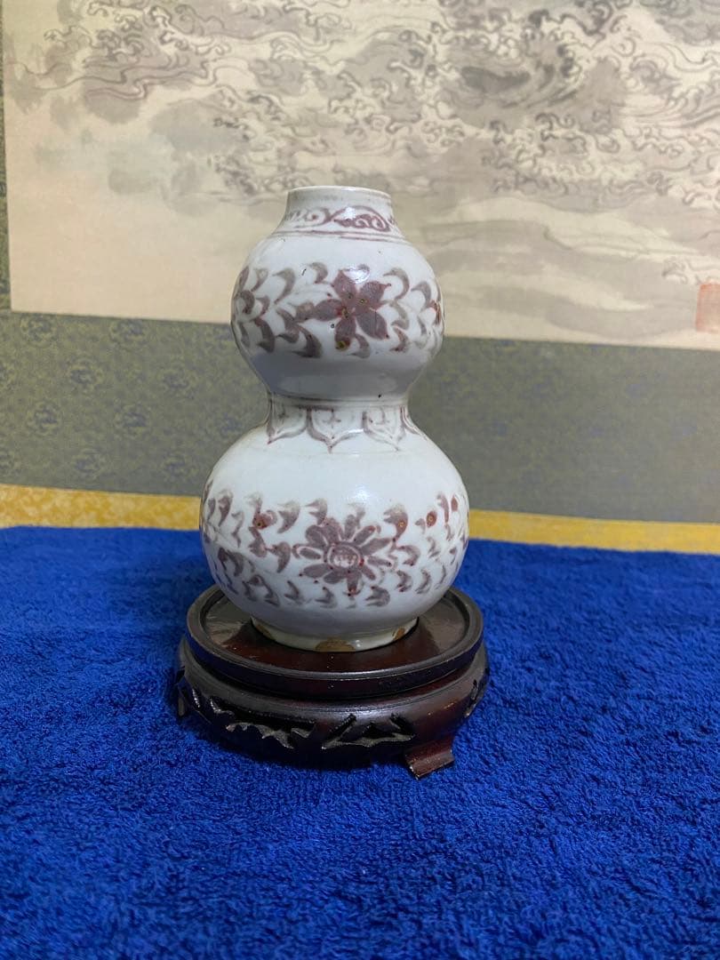 明時代　中国美術　釉里紅　花瓶　中国古玩　骨董品保証