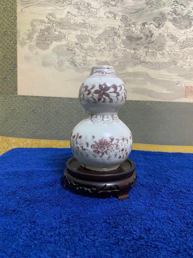 明時代　中国美術　釉里紅　花瓶　中国古玩　骨董品保証