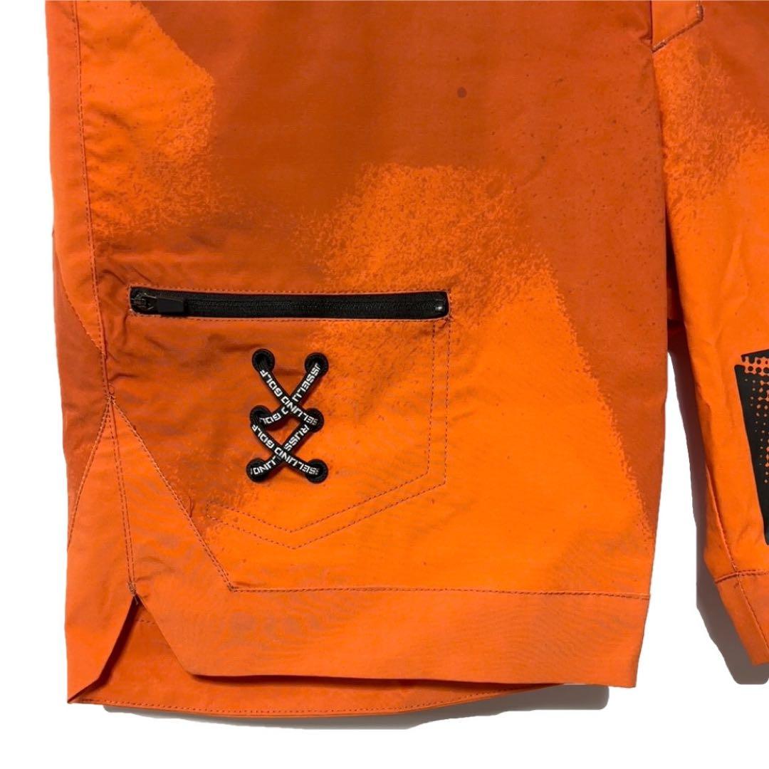 ラッセルノ ゴルフ RS ロゴ リフレクター ショーツ スプレー オレンジ L