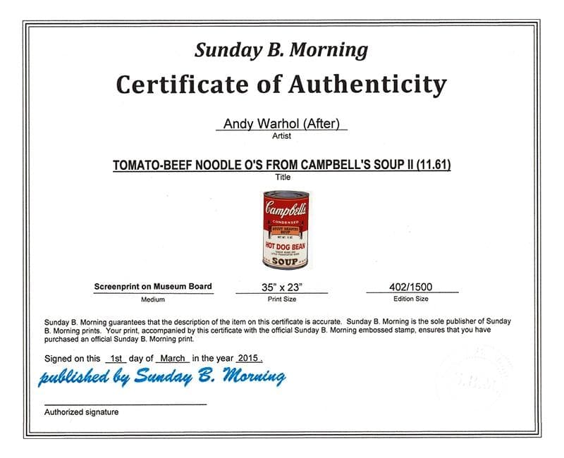 特別SALE 額装品/Sunday B Morning　キャンベル缶Ⅱウォーホル