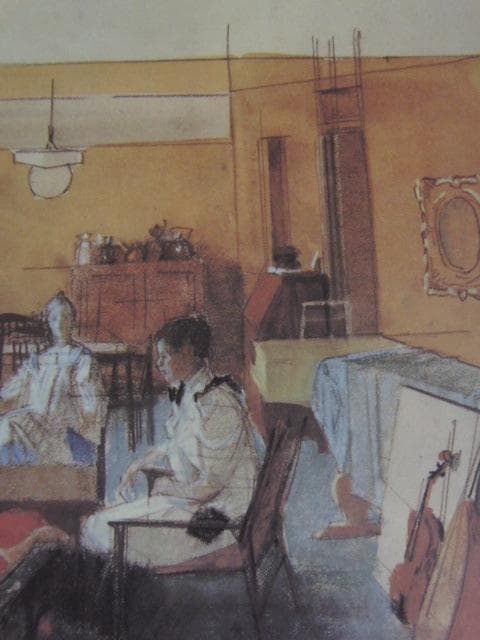 小磯良平、【室内】、希少な限定額装用画集画、新品高級額 額装付、状態良好