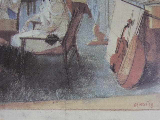 小磯良平、【室内】、希少な限定額装用画集画、新品高級額 額装付、状態良好