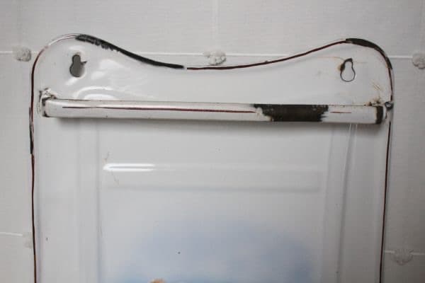 フランス アンティーク 古い琺瑯製のレードルラック ポストルッシュ 冬景色