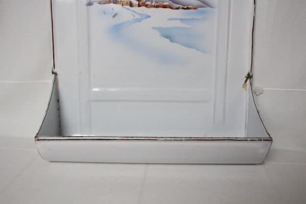 フランス アンティーク 古い琺瑯製のレードルラック ポストルッシュ 冬景色