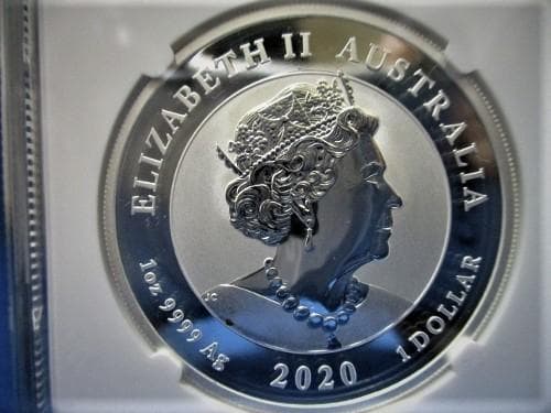 金運アップ！高鑑定付き　2020年P　オーストラリア　ダブルヒキュウ銀貨