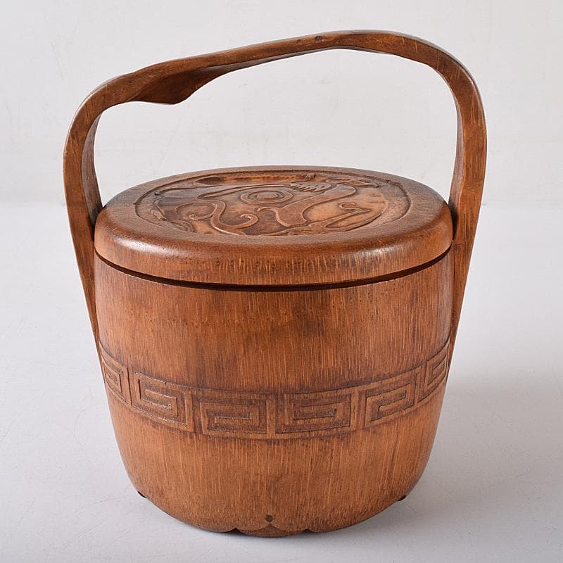 茶道具　中川竹仙作　竹根　持ち手付　抹茶器　茶碗など　六点一式　J　R8300B