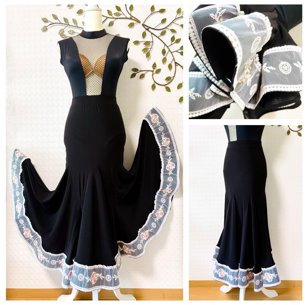 社交ダンス★新作★パーティー★レッスン★レオタード★スカート★ドット★シースルー