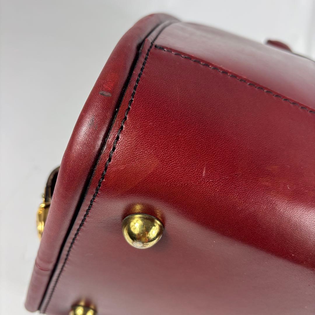 青木鞄 ボストンバッグ オールレザー ボルドー　鍵付き　自立