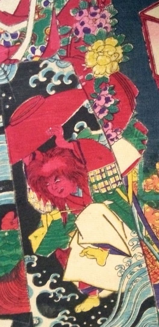 浮世絵、當世美人揃、豊原国周画 明治元年出版、三枚綴りか五枚綴りの内の一枚売り