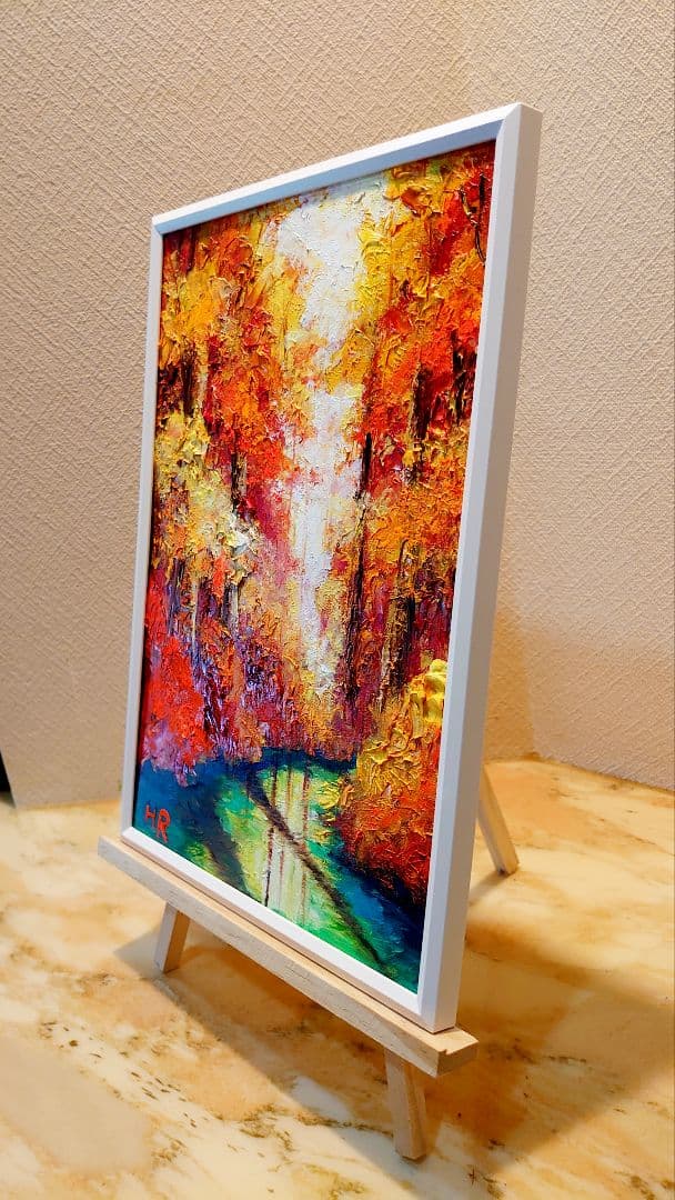 油絵 絵画【紅葉の湖】