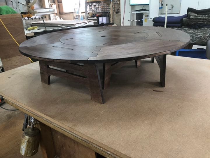 組立式ドーナツテーブル　ワックスコーティング済　ギア　ヘキサゴン　アウトドア