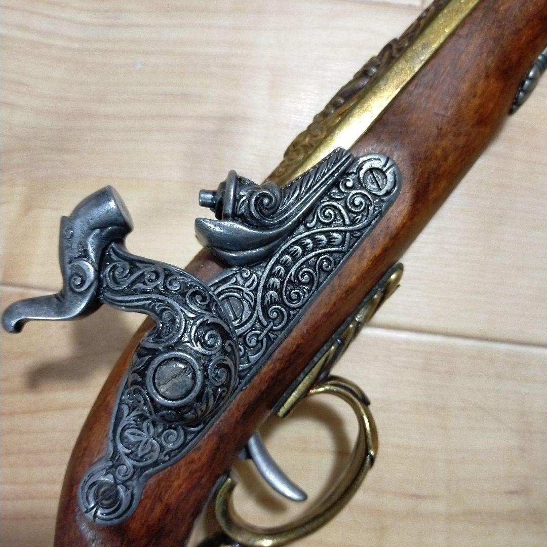 古風な装飾付きモデルガン 約34.5cm 飾り 工芸品