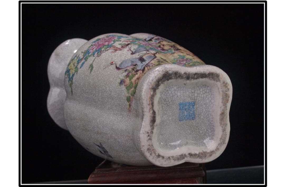 祖父蔵出品　　中国 清時代　在銘手描き花瓶 骨董品 DE1038B12-5