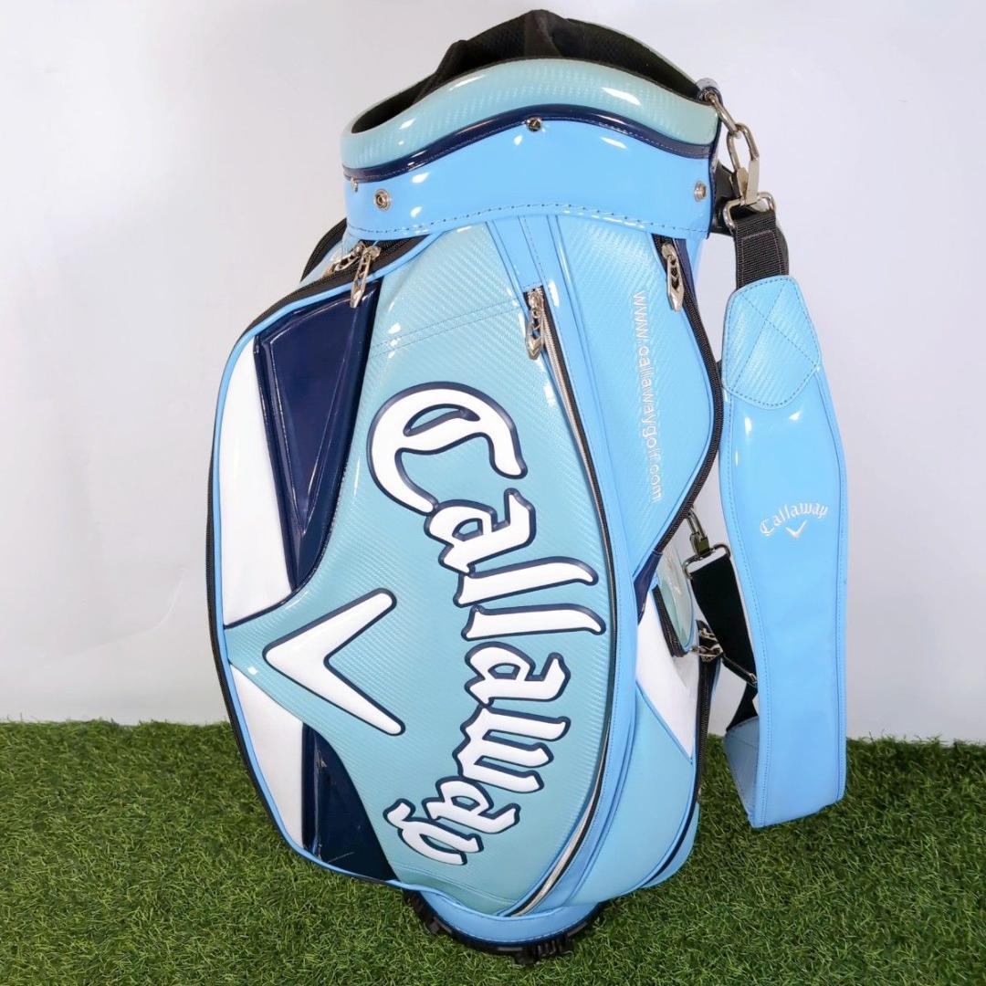 Callaway キャロウェイ ゴルフ キャディバッグ エナメル 青 白 ブルー