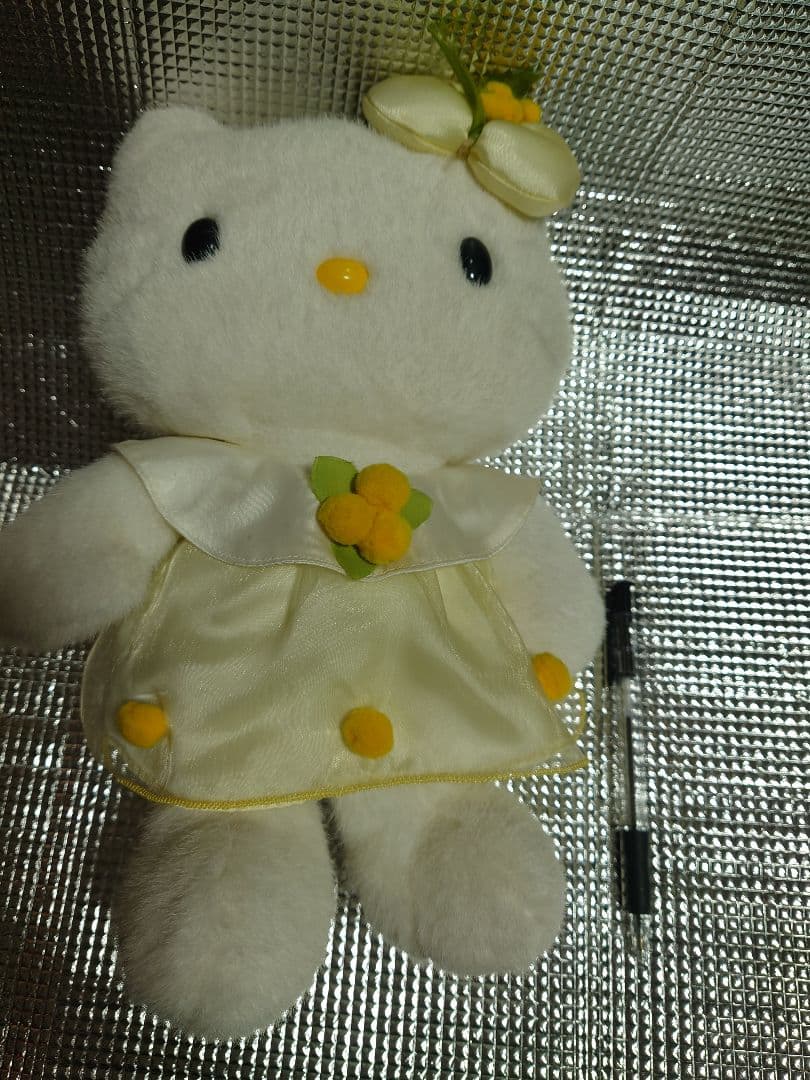 希少 平成レトロ 2000年 キティー ぬいぐるみ ドレス 花 Lサイズ