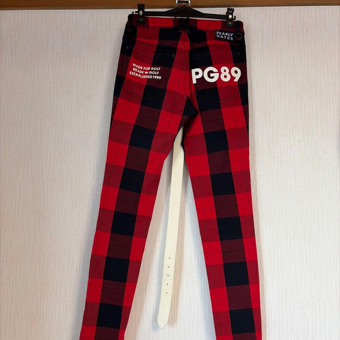 PEARLY GATES PG89 ゴルフ用パンツ レッド/ブラックチェック